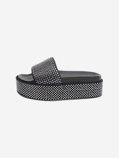 Black diamante platform slides - size EU 40.5 (UK 7.5)