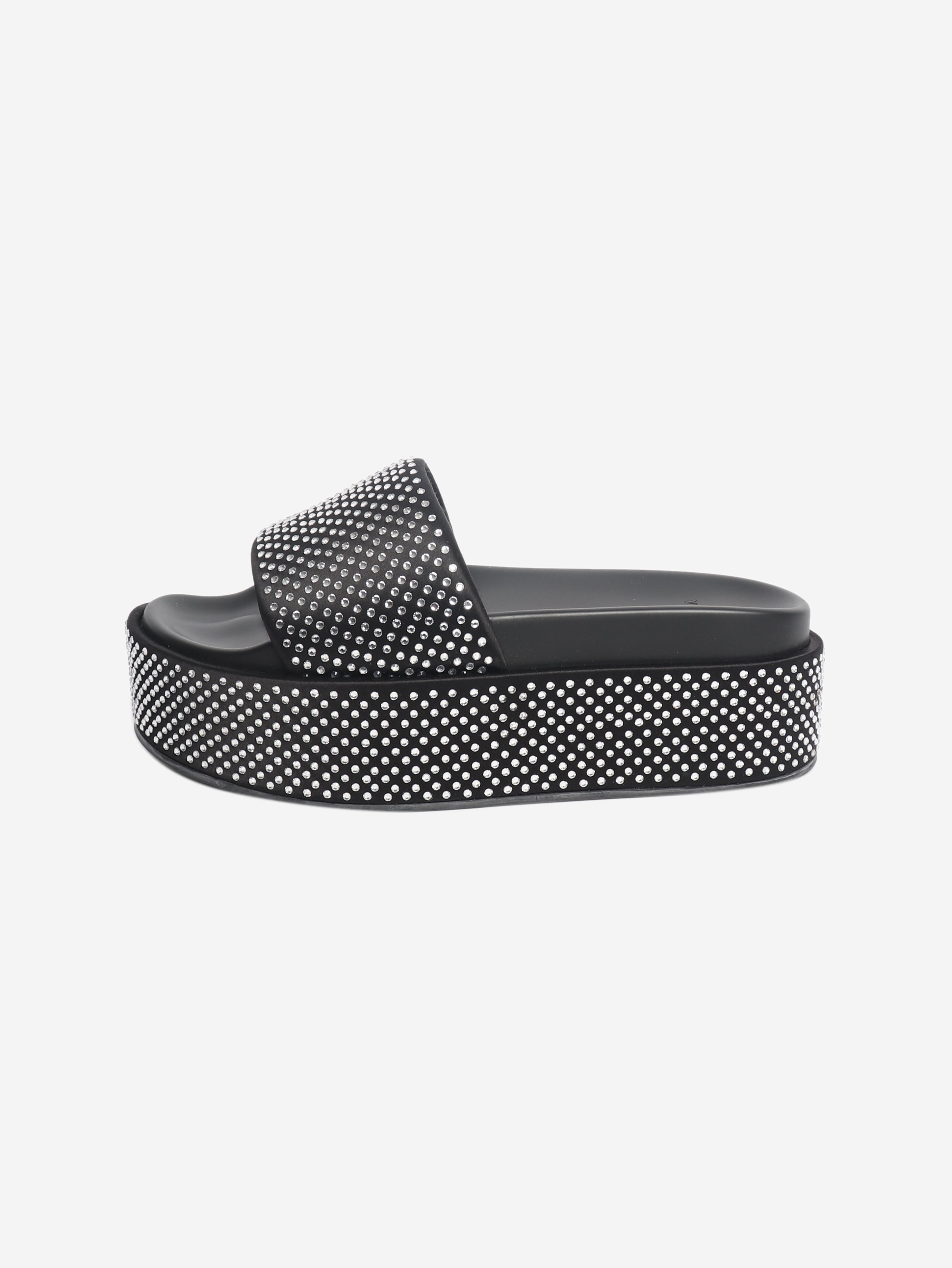 Black diamante platform slides - size EU 40.5 (UK 7.5)