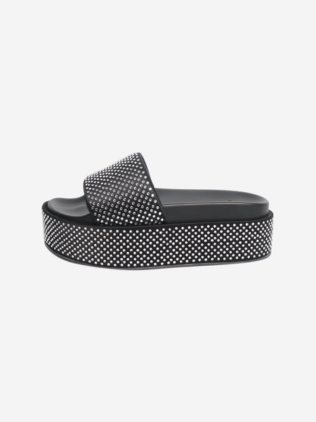 Black diamante platform slides - size EU 40.5 (UK 7.5) product image