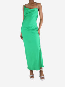 LOULOU Green embellished-strap satin dress - size XS