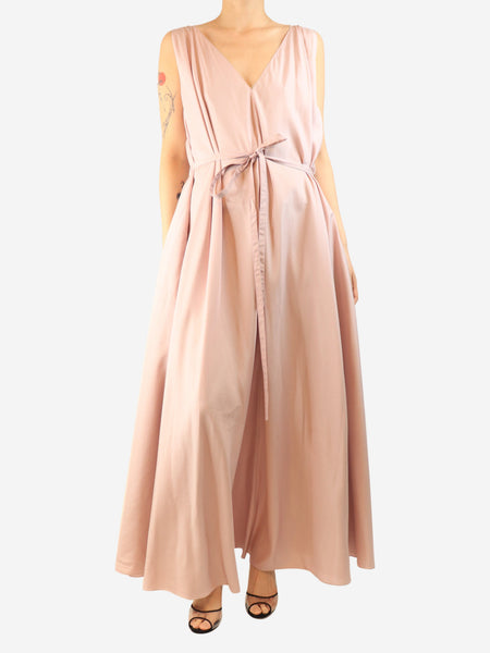 Pink sleeveless silk maxi dress - size S product image