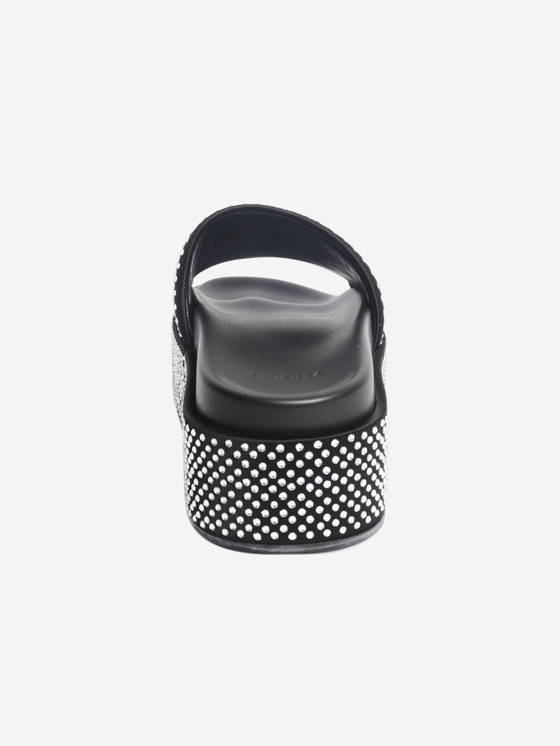 Black diamante platform slides - size EU 40.5 (UK 7.5)