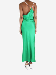 LOULOU Green embellished-strap satin dress - size XS