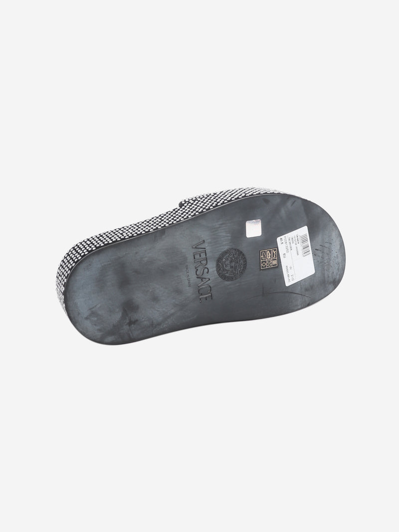 Black diamante platform slides - size EU 40.5 (UK 7.5)