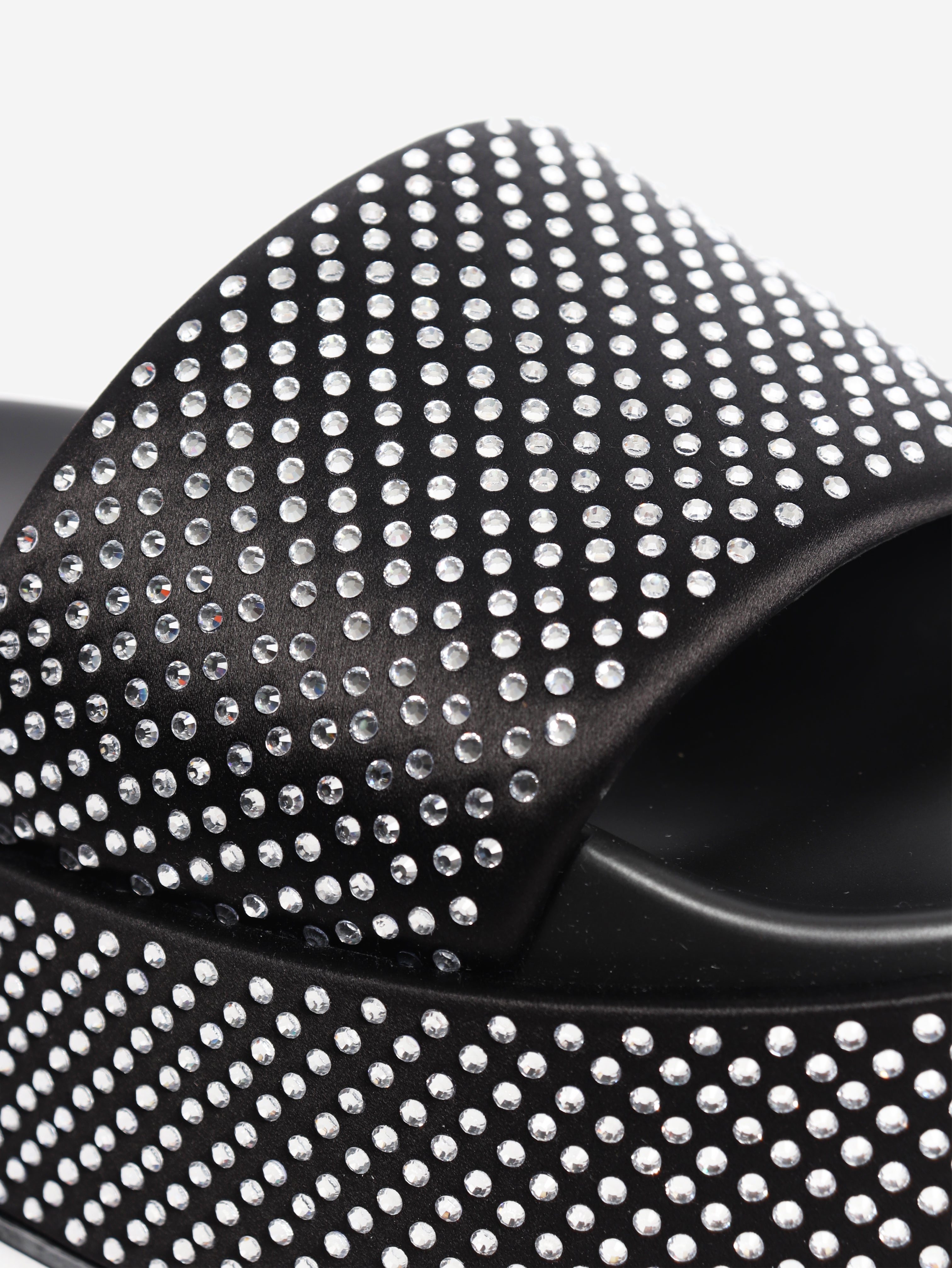 Black diamante platform slides - size EU 40.5 (UK 7.5)