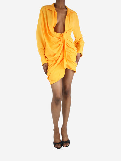 Orange gathered shirt dress - size UK 6 Dresses Jacquemus 