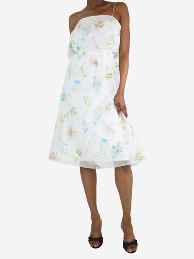 White floral printed midi strap dress - size UK 6 Dresses Anna October 