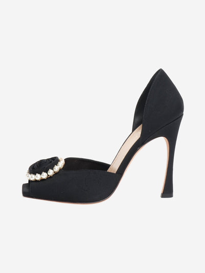 Black rose peep-toe pumps - size EU 38 Heels Dior 