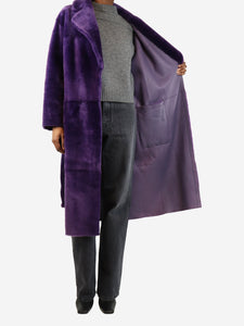 Blancha Purple shearling reversible coat - size UK 6