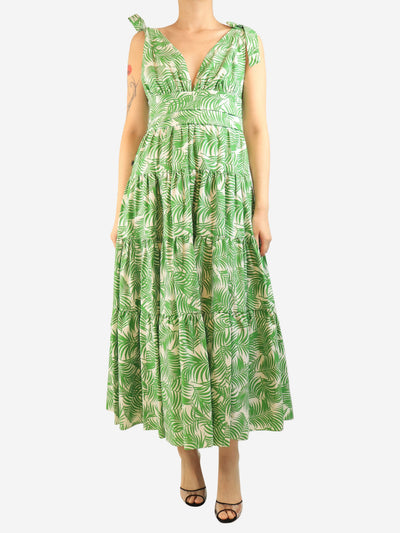 Green floral maxi sundress - size UK 14 Dresses Carolina Herrera 