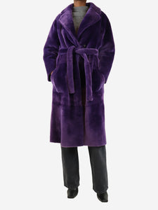 Blancha Purple shearling reversible coat - size UK 6