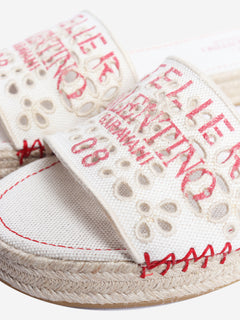 Cream Atelier broderie slides - size EU 40 (UK 7)
