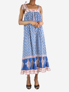 M.A.B.E Blue sleeveless floral-printed midi dress - size XS