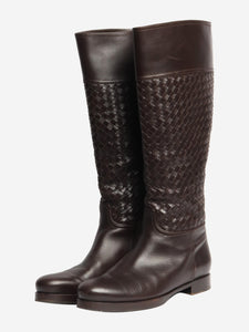 Bottega Veneta Brown leather riding boots - size EU 38 (UK 5)