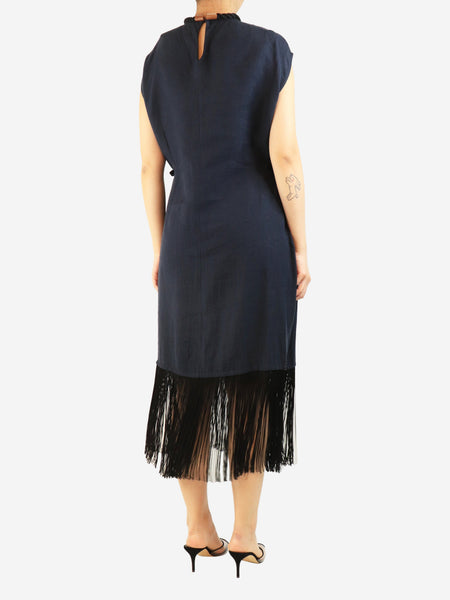 Navy fringed linen dress - size S alternate image