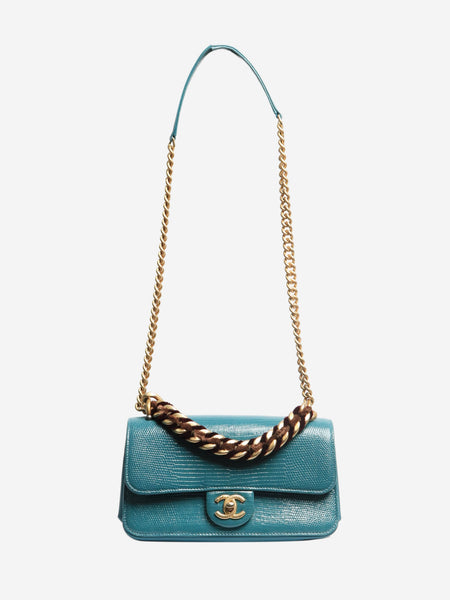Turquoise exotic mini flap shouder bag alternate image
