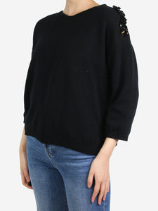 Jil Sander Black embellished jewel detail cashmere jumper - size UK 10