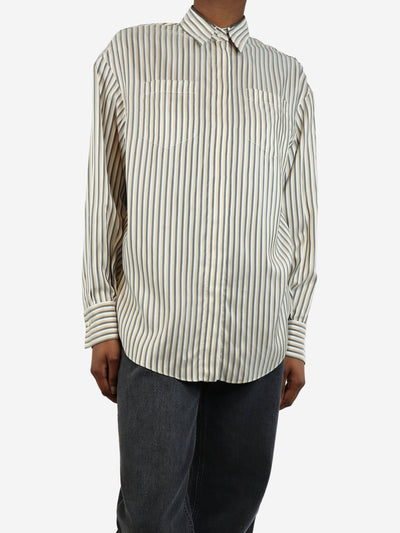 Multi bejewelled silk striped shirt - size XS Tops Brunello Cucinelli 