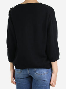 Jil Sander Black embellished jewel detail cashmere jumper - size UK 10