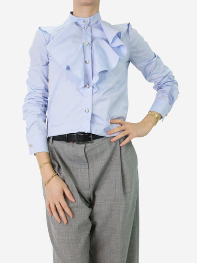 Light blue cotton ruffled shirt - size UK 4 Tops Gucci 