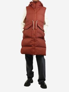 Varley Rust red sleeveless long puffer - size XS