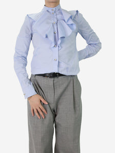 Gucci Light blue cotton ruffled shirt - size UK 4