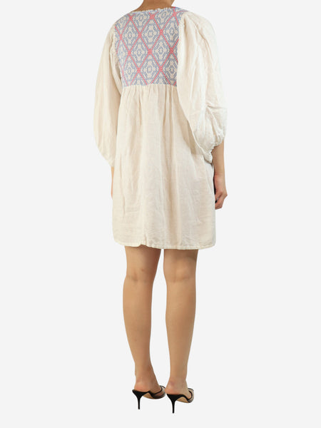 White linen-blend mini dress - size M alternate image