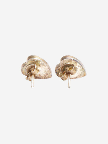 Sterling silver heart stud earrings alternate image