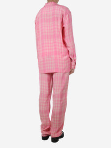 Victoria Beckham Pink light check shirt and trousers set - size UK 8