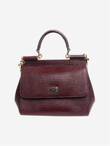 Burgundy Sicily lizard 2way bag Shoulder bags Dolce & Gabbana 