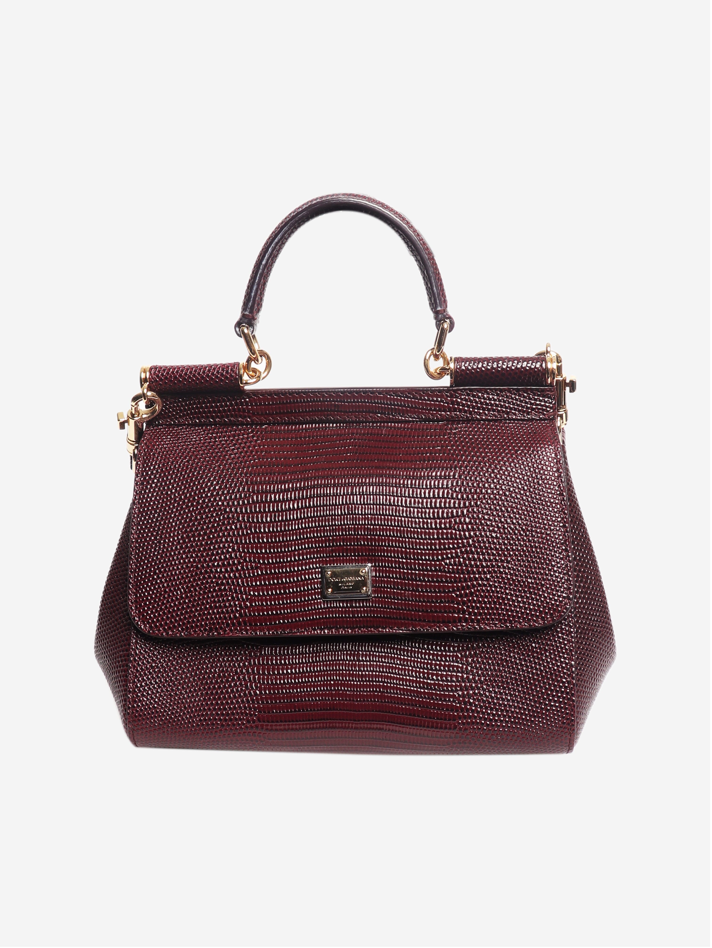 Burgundy Sicily lizard 2way bag Shoulder bags Dolce & Gabbana 