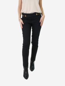 Gucci Grey slim-fit trousers with gold chain detail - size UK 6