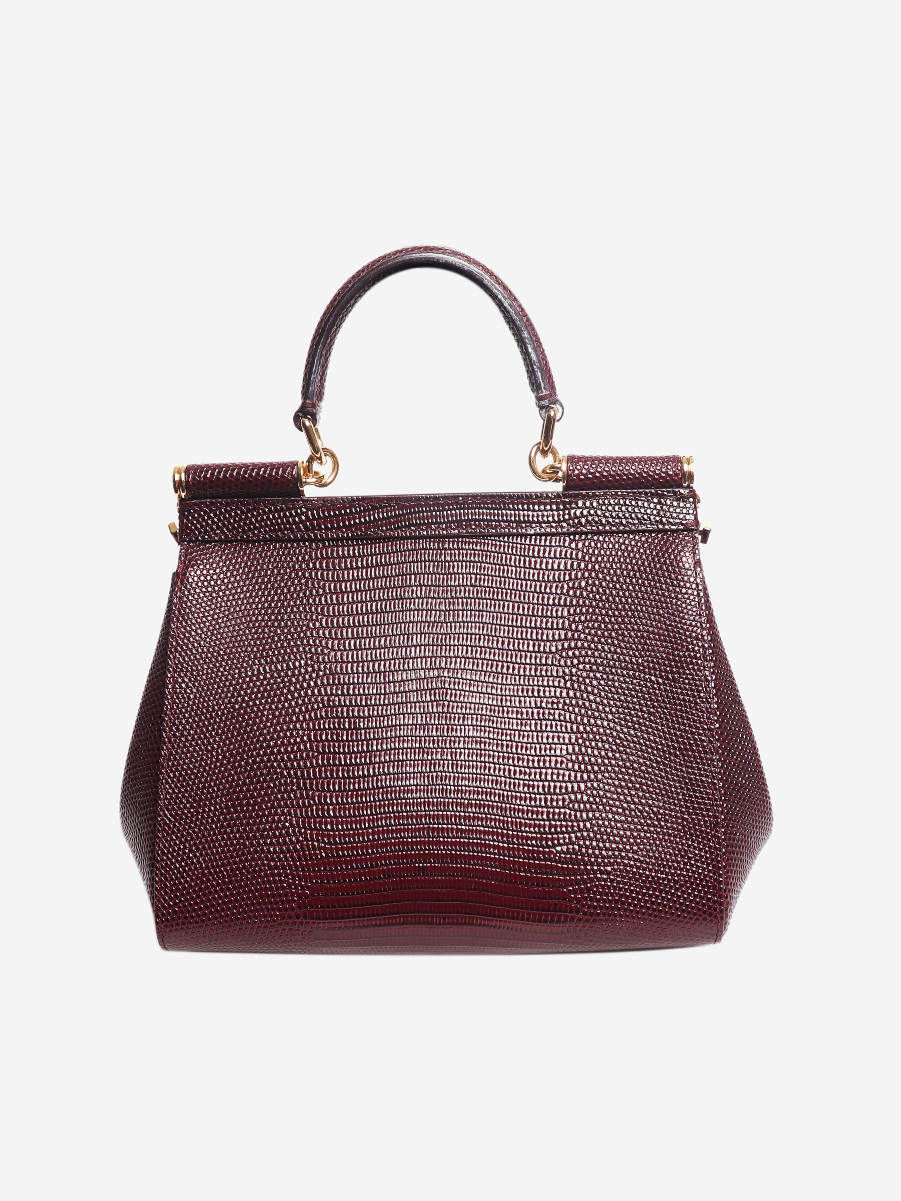Burgundy Sicily lizard 2way bag Shoulder bags Dolce & Gabbana 