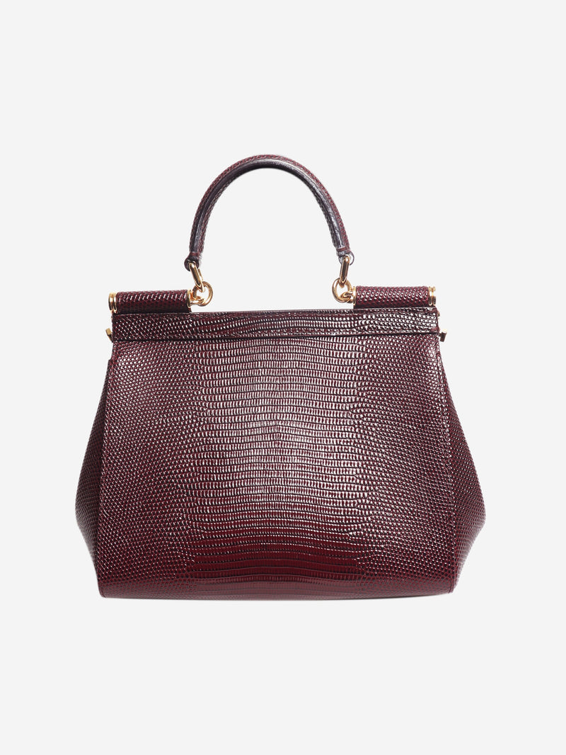 Burgundy Sicily lizard 2way bag Shoulder bags Dolce & Gabbana 