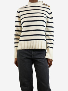 Jenni Kayne White striped cashmere jumper - size XS