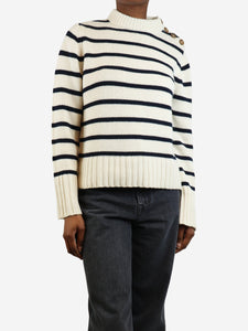 Jenni Kayne White striped cashmere jumper - size XS