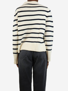 Jenni Kayne White striped cashmere jumper - size XS