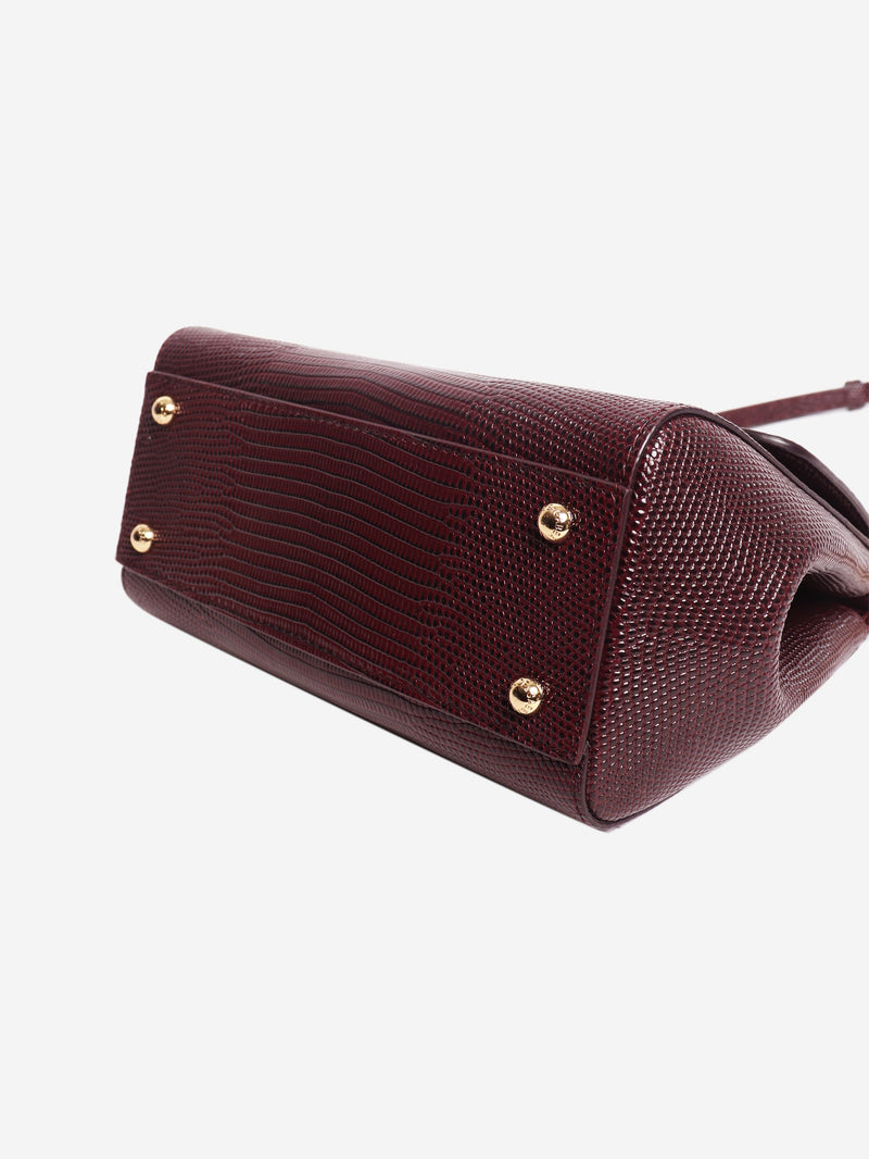 Burgundy Sicily lizard 2way bag Shoulder bags Dolce & Gabbana 