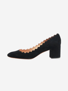 Chloe Black scalloped edge block heel pumps - size EU 37.5