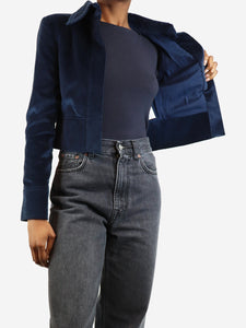 Wrong Generation Blue cropped velvet jacket - size XS