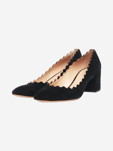 Chloe Black scalloped edge block heel pumps - size EU 37.5