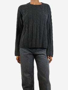 Dagmar Dark grey cable knit jumper - size XS