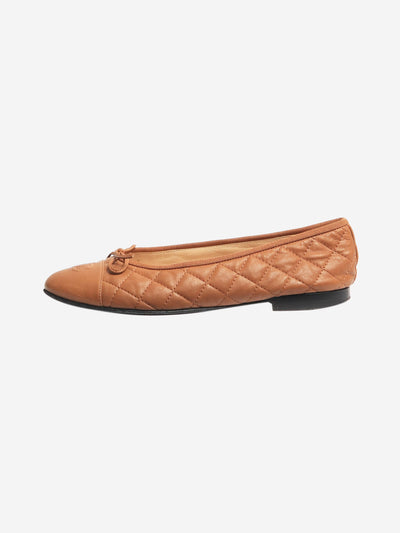 Brown quilted ballet flats - size EU 38.5 (UK 5.5) Flat Shoes Chanel 