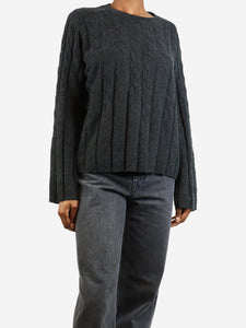 Dagmar Dark grey cable knit jumper - size XS