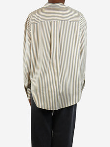 Brunello Cucinelli Multi bejewelled silk striped shirt - size XS