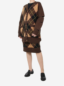 Burberry Brown Argyle knit cardigan and skirt set - size M