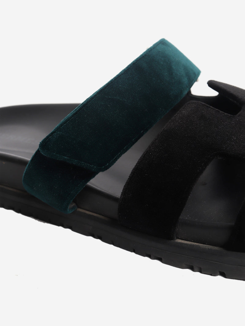 Black Chypre velvet sandals - size EU 40 Flat Sandals Hermes 