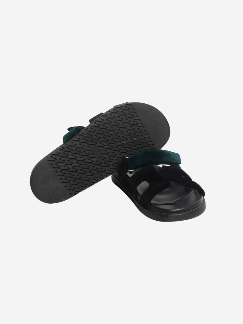 Black Chypre velvet sandals - size EU 40 Flat Sandals Hermes 