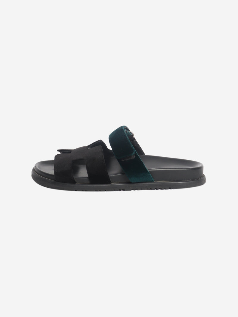 Black Chypre velvet sandals - size EU 40 Flat Sandals Hermes 
