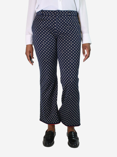 Dark blue cotton patterned trousers - size UK 14 Trousers Gucci 